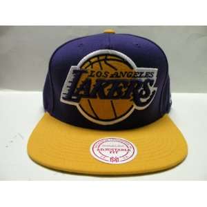 Mitchell and Ness NBA Los Angeles Lakers Big Logo 2 Tone Snapback Cap 