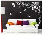 Large Butterfly Vine Flower Mural Art Wall Stickers Vinyl Decal Home 
