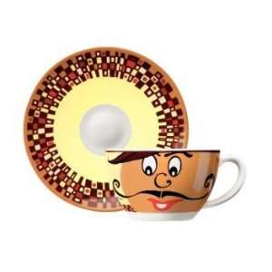 Cappuccino Coffee Mug and Saucer, Amore Mio, Moustache Face, Coffee 