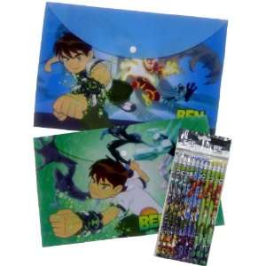  New Ben 10 Clear Folders and Pack of Pencils: Office 
