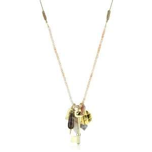  Mima Arena Gold Plated and Gemstone Leather Necklace 