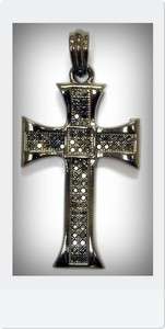 ICED OUT Hip Hop Cross Pendant Charm Gun Metal w/necklace 24 chain 