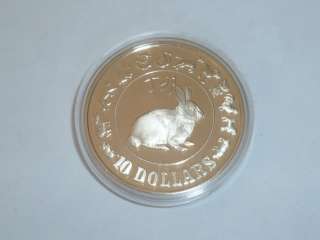 1987 Singapore Year of Zodiac Rabbit 兔 $10 Silver Proof Coin (SC 34 