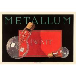 1931 Willrab Mini Poster Vintage Metallum Light Bulb 1/2 Watt Johann 