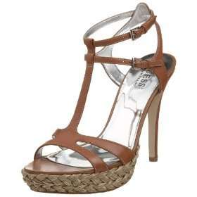 GUESS Marciano BROWN T Strap Platform Pumps Heels Strappy Sandals 
