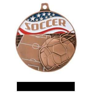 Hasty Awards Americana Custom Soccer Medals BRONZE MEDAL/BLACK RIBBON 