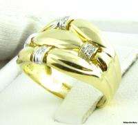 Elegant Ribbons 3 Band 4 Diamonds Israel High Karat Womens Ring   18k 
