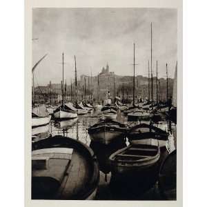  1927 Mediterranean Harbor Port Boats Marseille France 