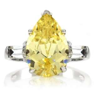  Marneys Pear Cut Canary CZ Cocktail Ring Jewelry