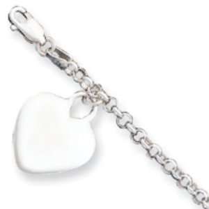  Sterling Silver Heart Charm Childs Bracelet: Jewelry