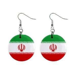 Iran Flag Button Earrings