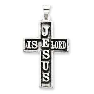    Sterling Silver Antiqued Jesus Is Lord Cross Pendant Jewelry