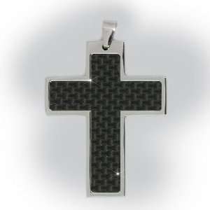  Stainless Steel Cross with Carbon Fiber Jewelry