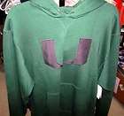 UM Miami Hurricanes Nike Sweatshirt wHoodie Green, Embroidered U 