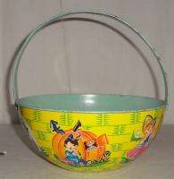   CHEIN TIN LITHO EASTER BASKET WITH NURSERY RHYME CHARACTERS  