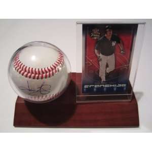 Jason Giambi Yankees Signed Autographed Baseball & Wood Case Plus Card 