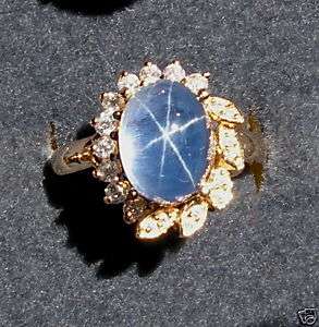 LINDE LINDY TRANSPARENT BLUE STAR SAPPHIRE CREATED RING  