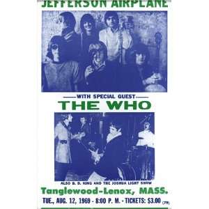 Jefferson Airplane and The Who 14 X 22 Vintage Style Concert Poster