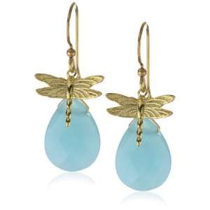   Privileged NYC Cloud Blue Stone Dragonfly Charm Earrings 0.5 Jewelry