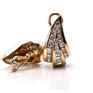  Estate 3.00cts Diamond Gold Clipback Earrings Jewelry