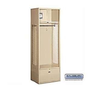 Open Access Standard Metal Locker   6 Feet High   18 Inches Deep   Tan 