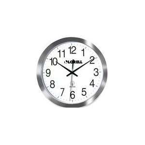  Lorell Round Profile Radio Controlled Wall Clock in SILVER 