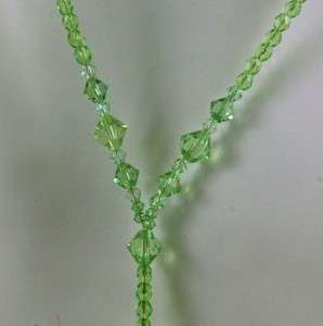 PERIDOT GREEN LARIAT NECKLACE MAGNETIC CLASP made using Swarovski 