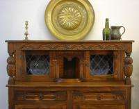 Vintage English Oak Court Cupboard Buffet Sideboard  