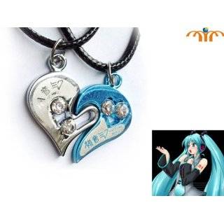 Miku Hatsune Japanese Anime Necklace Heart Shade Set (1 Silver & 1 