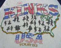 THE KINKS Vintage Concert SHIRT 80s TOUR T RAGLAN JERSEY ORIGINAL 