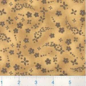  45 Wide Flannel Kasmir Floral Print Khaki Fabric By The 