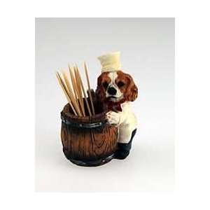  Brown & White Cavalier King Charles Toothpick Holder 