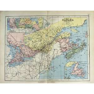  1885 Map Dominion Canada Newfoundland Nova Scotia