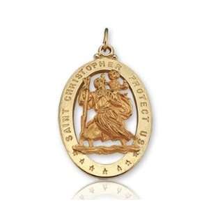   14k Yellow Gold Carved Small St. Christopher Medal: Sports & Outdoors