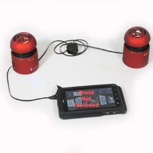 Speakers for iPod iPad iPhone Droid MP3 or Laptop Red Portable Powered 