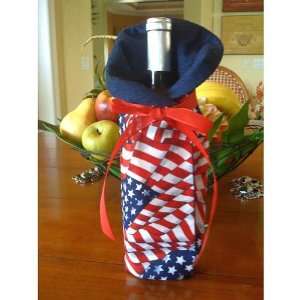    USA Wine Bottle Cover   Red, White & Blue: Kitchen & Dining