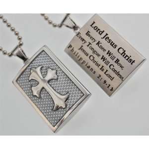  White Graphite Deluxe Cross Necklace Jewelry