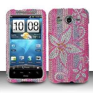 HTC Inspire 4G Pink Flower Full Diamond Premium Design Hard Cover Case