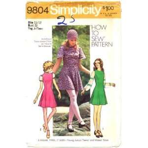  Simplicity 9804 Sewing Pattern Juniors Princess Mini Dress 