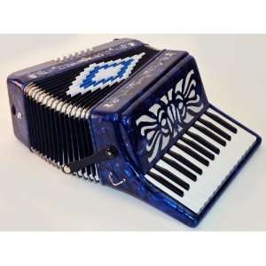  PIANO ACCORDIAN SQUEEZE BOX BLUE 25 KEY 12 BASS ACCORDION 
