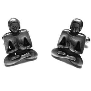  Silver Buddha Buddhist Zen Cufflinks: Jewelry