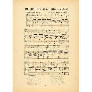  1894 Oh No We Never Mention Her Love Song Sheet Music 