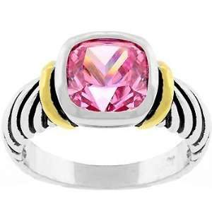   Gold Rhodium Pink Ice Cable Ring   Size 09 Sunrise Wholesale Jewelry