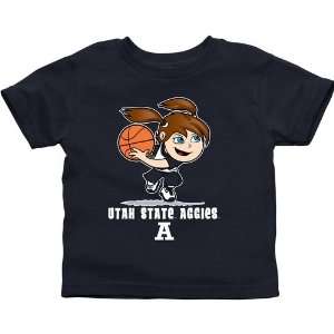  Utah State Aggies Toddler Girls Basketball T Shirt   Navy 