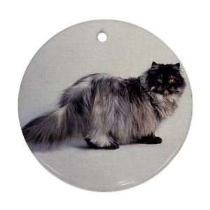  Persian Cat Black Smoke Ornament (Round): Home & Kitchen