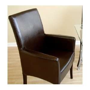    Bicast Full Dark Brown Leather Dining Arm Chair: Home & Kitchen