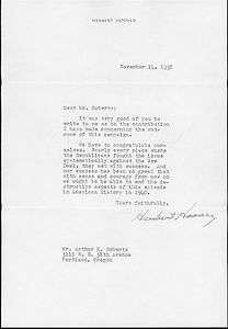 Political Letter & Original Signature Herbert Hoover   Anti New Deal 