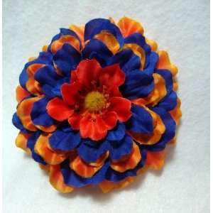  NEW Chicago Bears Orange and Blue Hair Flower and Pin Back 