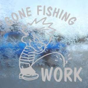  Funny Gone Fishing Gray Decal Car Truck Window Gray 