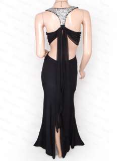 Free Ship Sexy Cross Sequined Backless Maxi Long Evening Party Dress S 